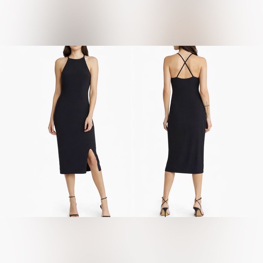 Chelsea28 Black Slip Dress XXL Extra Extra Large Stretch Crossback Halter NEW